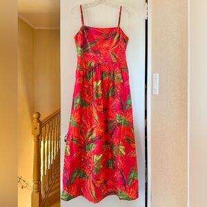 Rachel Zoe Tropical Linen-Blend Maxi Dress | size medium
